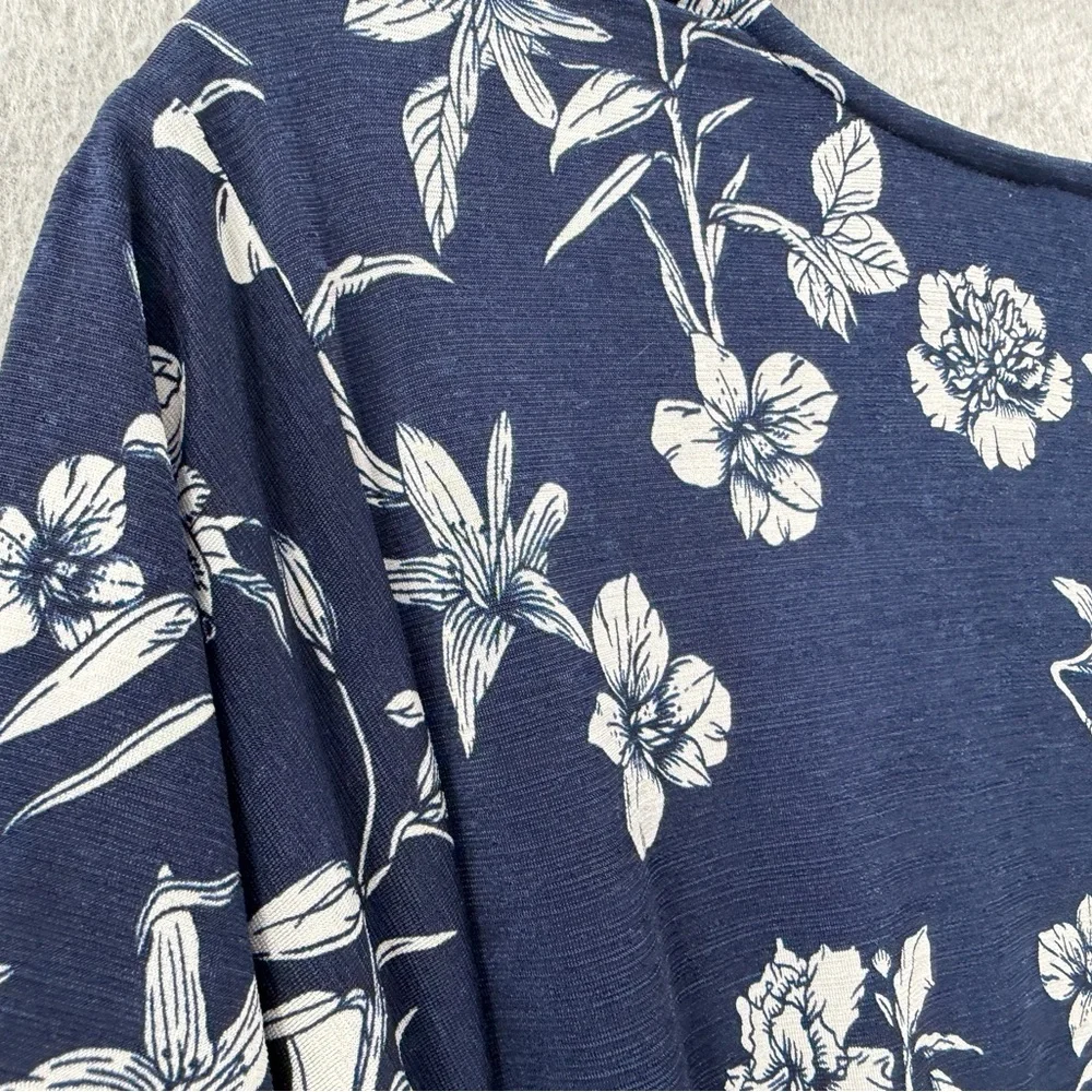 41 Hawthron Dress Womens 2X Navy White Flutter‎ Sleeve Botanical Garden Office